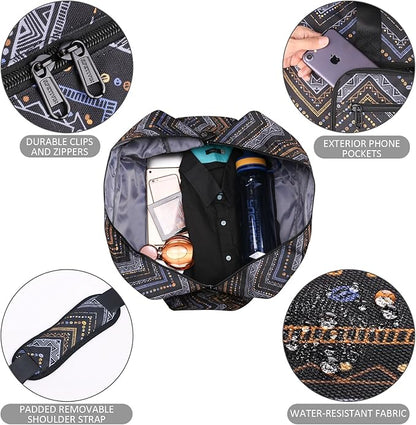 F.FETIVIN Weekender Bag Carry On Travel Duffle Medium Overnight Bag for Women (Wavy Stripes)