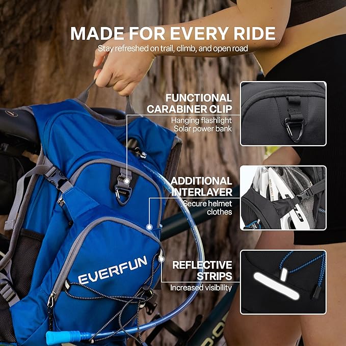 Everfun Hydration Backpack 18L with Water Bladder 2L/3L Hiking Water Backpack Women Men Hydration Pack Insulated Lightweight Day Hydropack with Storage for Hiking, Biking, Running, Festival