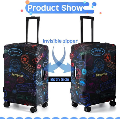 Sherr 3 Pieces Travel Luggage Cover Suitcase Protector Anti Scratch Suitcase Washable Baggage Covers(Vintage Theme,Medium/L/XL)