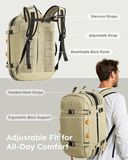 Tolaccea Carry on Travel Backpack, Laptop Backpack Flight Approved Convertible Large Duffle Luggage Bag Daypack Work Business Rucksack Fits 16" Laptop for Men Women 3 Carrying Ways, 40L-50L Expandable