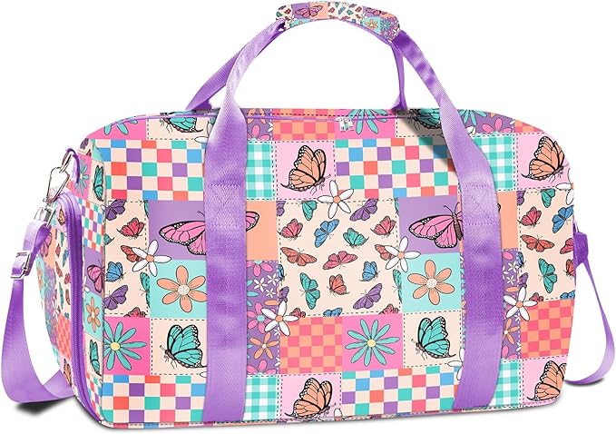 RLGPBON Gym Bag for Kids, Duffel Bag for Girls and Boys Sports, Gyms and Weekend Getaway, Waterproof Dufflebag with Shoe and Wet Clothes Compartment