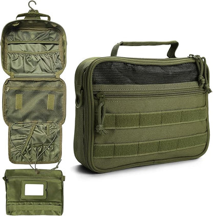 SMONT Toiletry Bag for Men Travel Toiletry Organizer Dopp Kit Organizer Toiletries Travel Bag Shaving Hygiene Bag Bathroom Hanging Men's Toiletry Bag for Short Trips Army Green