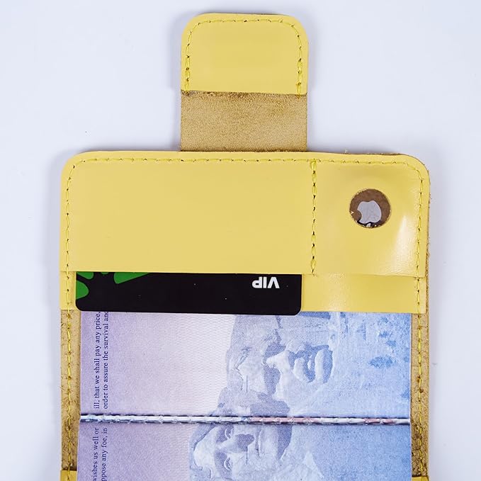 Passport Case for Travel - AirTag Passport Holder Compatible with Airtag Passports Cover with Card Slots & Note Compartment, Magnetic Closure, Genuine Leather, Classic Yellow