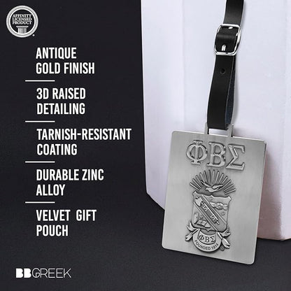 Phi Beta Sigma Official Vendor - Travel Luggage Tags - Set of 2 - Greek Letters and Shield - Fraternity Paraphernalia
