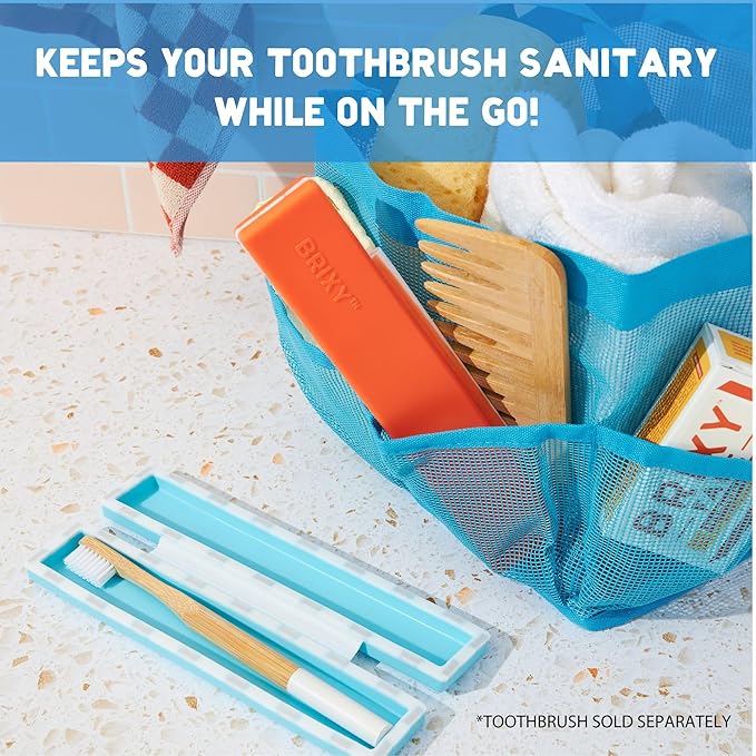 BRIXY Toothbrush Container, Silicone Travel Case, Portable Holder for Manual Toothbrushes, Bathroom, Camping, Vacation, Business Trip, Durable Silicone, Seals Magnetically, 2Pack
