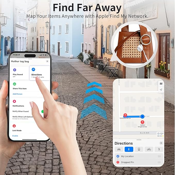 Tracker Tags-16 Pack, 5.3 Bluetooth Tracker Work with Apple Find My (iOS Only), 100dB Sound Finder, Smart Tags with Keychain/Lanyard, Item Finder for Luggage/Key/Suitcase, Replaceable Battery.