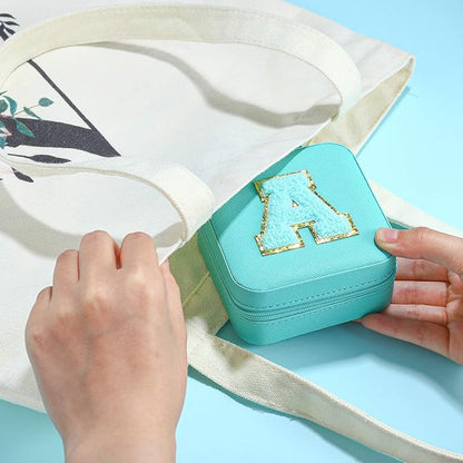 Parima Travel Jewelry Case for Women Girls, Initial Jewelry Boxes | Small Jewelry Box Organizer | Jewelry Box for Women | Travel Gifts for Girls - Letter H, Aqua Blue