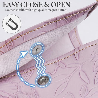 Pill Organizer,LIZIMANDU Weekly Travel Pill Case Box Medication Reminder Daily AM PM, Day Night 7 Compartments,for 4 Times A Day, 7 Days a Week-Includes Leather PU Carrying Case(1-Carved Purple)