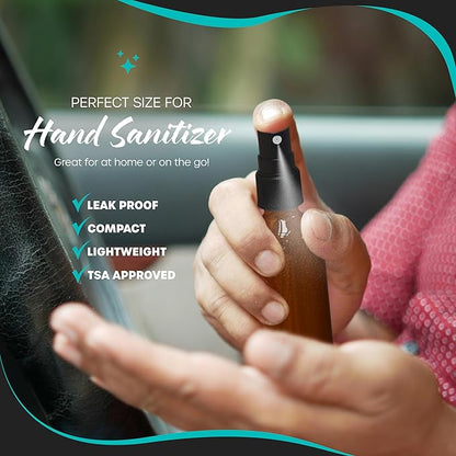 Nevlers 1 Oz Amber Glass Spray Bottles Small 24 Pack | Travel Spray Bottle Set w/Shrink Wrap, Funnel, Brush, Marker, & Labels | Dark Glass Bottles for Oil & Water | Perfume Travel Refillable Bottle