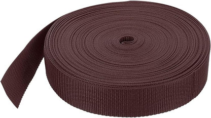 MECCANIXITY Lightweight Polypropylene Webbing Strap 1 1/2" 25 Yard Backpack Strapping Band Brown for Outdoor Luggage Cargo Straps