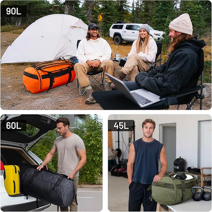 MIER Large Duffle Backpack Sports Gym Bag with Shoe Compartment, Heavy Duty and Water Resistant, Orange, 45L