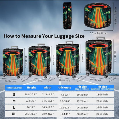 Suitcase Cover for Luggage 29-32 Inch, Waterproof Elastic Luggage Protector, Anti-Scratch Durable Zipper Baggage Cover with Handle Wrap, Travel Accessories for Luggage, Colorful alien UFO