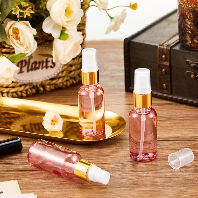 Roshtia 30 Pcs 1oz/ 30 ml Rose Gold Glass Spray Bottle Refillable Perfume Atomizer Clear Decorative Empty Bottles with Fine Mist Sprayer Pump for Face Body Travel