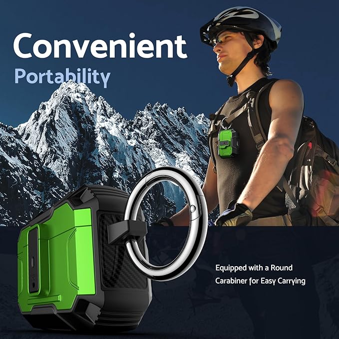 DASFOND Armor Earphone Cover Case for Airpods Pro 3, Military Grade Full Body Shockproof Protection Hard Case, Support Wireless Charging with Keychain, Magnetic Lid, Front LED Visible, Green