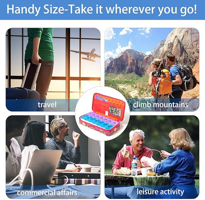 Weekly Pill Organizer 2 Times a Day, Zumd Pill Box 7 Day with Cute Quilted Fabric Zipper Case, Travel Pill Case Am Pm for Vitamin Medicine Organizer