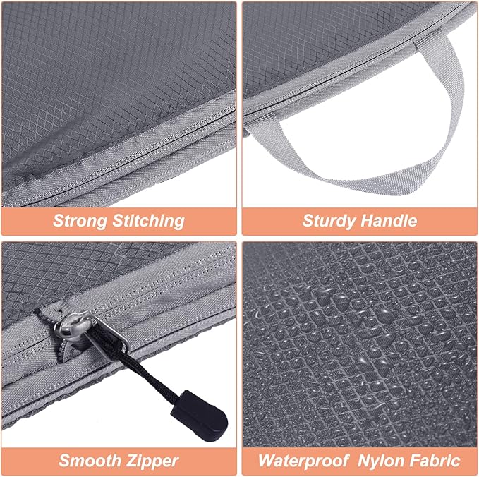 PATIKIL Compression Packing Cube for Travel, 3 Set Waterproof Nylon Luggage Organizer Bags Lightweight Compression Cube for Outdoor Suitcases Backpack, Gray