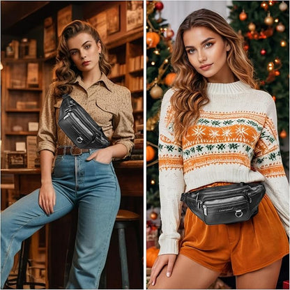 Leather Fanny Pack Mens Genuine Leather Waist Bag Sport Travel Hiking