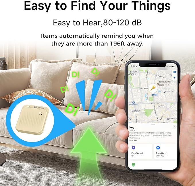 4 Pack Air Tracker Tags (iOS Only), Bluetooth Tracker for Apple Find My App, Replaceable Battery, Item Finders and Locator Smart Tag for Keys, Bags, Luggage, Wallet- Khaki