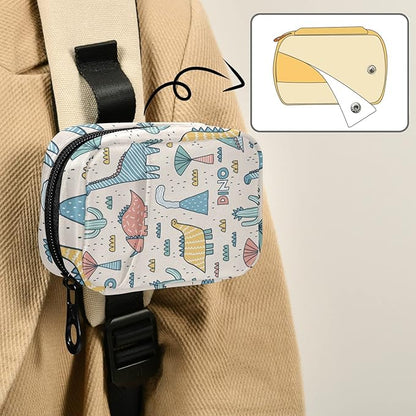 Beige Dinosaur Travel Pill Organizer Weekly Small (Cute) Pill Box 7 Day Pill Case Vitamin Holder Pill Bottle Organizer