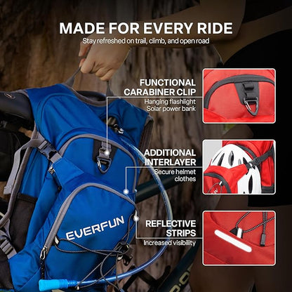 Everfun Hydration Backpack 18L with Water Bladder 2L/3L Hiking Water Backpack Women Men Hydration Pack Insulated Lightweight Day Hydropack with Storage for Hiking, Biking, Running, Festival