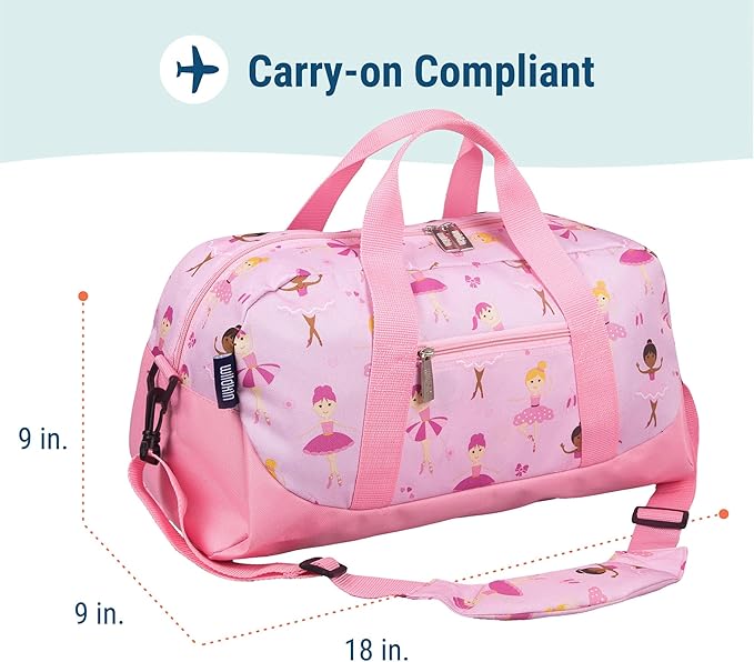 Wildkin Kids Overnighter Duffel Bag – Carry-On Size, Ideal for School & Sleepovers – Ballerina