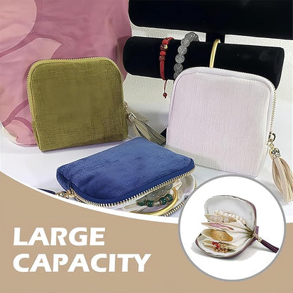 Travel Jewelry Case, New Crystal Jewelry Storage Pouch Portable Foldable Box Mini Jewelry Travel Bag, Velvet Jewelry Organizer Pouch for Women (Red 1Pcs)