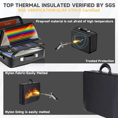 Fireproof Document Box,Fireproof and Waterproof Document Safe,Portable File Storage Box With Lock,Large Capacity,Hard Shell Material,For Storing Important Documents and Valuables (black)