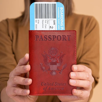 HIFA Leather Passport Holder, Handmade Passport Cover with Card and Ticket Slot - Genuine Leather, Elegant Design, Easy Access - Passport Case, Passport Wallet, Passport Holder