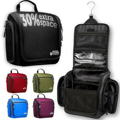 Travel Toiletry Bag for Men and Women - (10.6”x10.6”x3.2”) Large Hanging Toiletry Organizer - Waterproof Hygiene Bag with Metal XXL Swivel Hook, with Sturdy Zippers and 15 Compartments for Toiletries