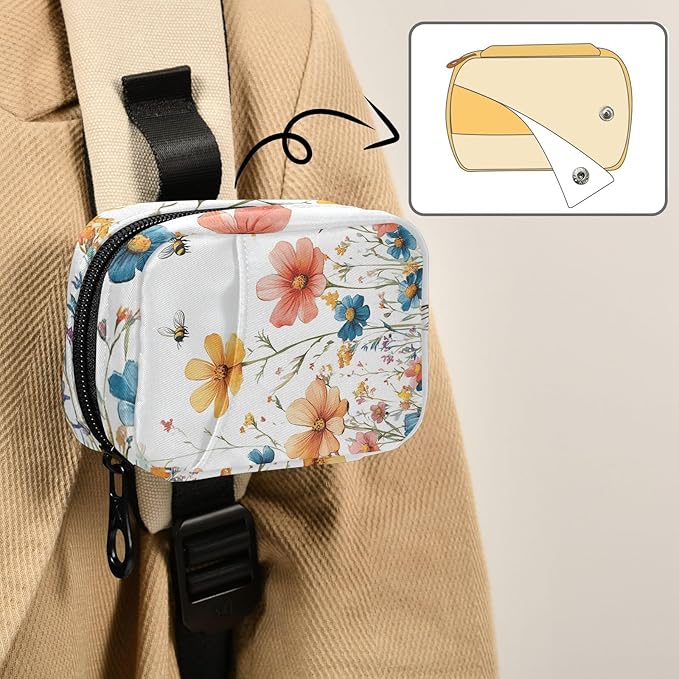 Pill Organizer Box Case Weekly Travel Pill Container Cute Pill Holder 7Day Vitamin Organizer Pill Dispenser Sorter Planner Storage Small Compact Red Wildflower Bees22