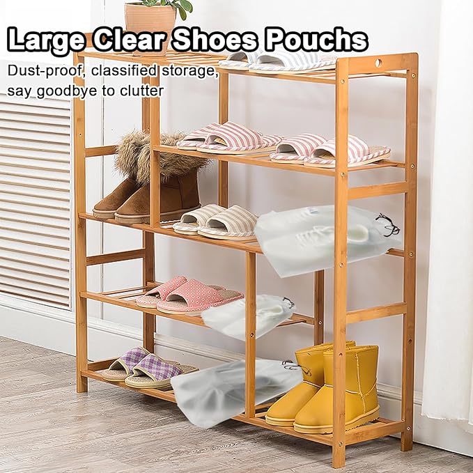 50 Pack Shoe Bags for Travel,Large Clear Shoes Storage Organizers Pouch with Rope for Men and Women,Transparent Travel Shoe Bags for Packing,Waterproof Drawstring Dust Bags Shoe Storage Bag