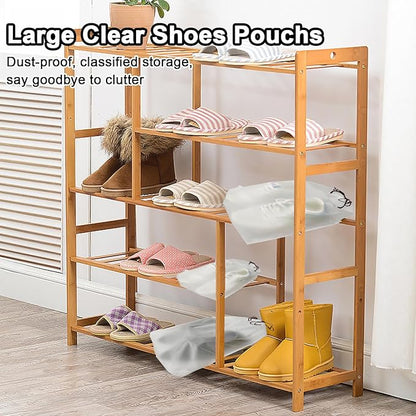 50 Pack Shoe Bags for Travel,Large Clear Shoes Storage Organizers Pouch with Rope for Men and Women,Transparent Travel Shoe Bags for Packing,Waterproof Drawstring Dust Bags Shoe Storage Bag