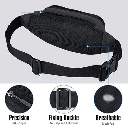 WATERFLY Fanny Pack Waist Bag: Small Hip Pouch Bum Bag Fannie Pack Phanny Fannypack Waistpack Bumbag Beltbag Sport Slim Fashionable for Jogging Hiking Hiker Woman Man