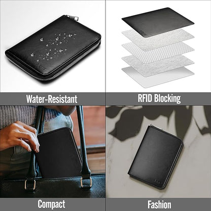 Passport Wallet, Passport Holder for Travel Family, Ultra Large Storage up to 3 Pockets. RFID Passport Cover Case with Zipper Closure