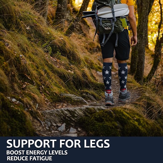 fenglaoda Compression Socks Women Men 6 Pairs, Knee High Best Support Circulation Socks for Running, Travel, Flight, Nurse