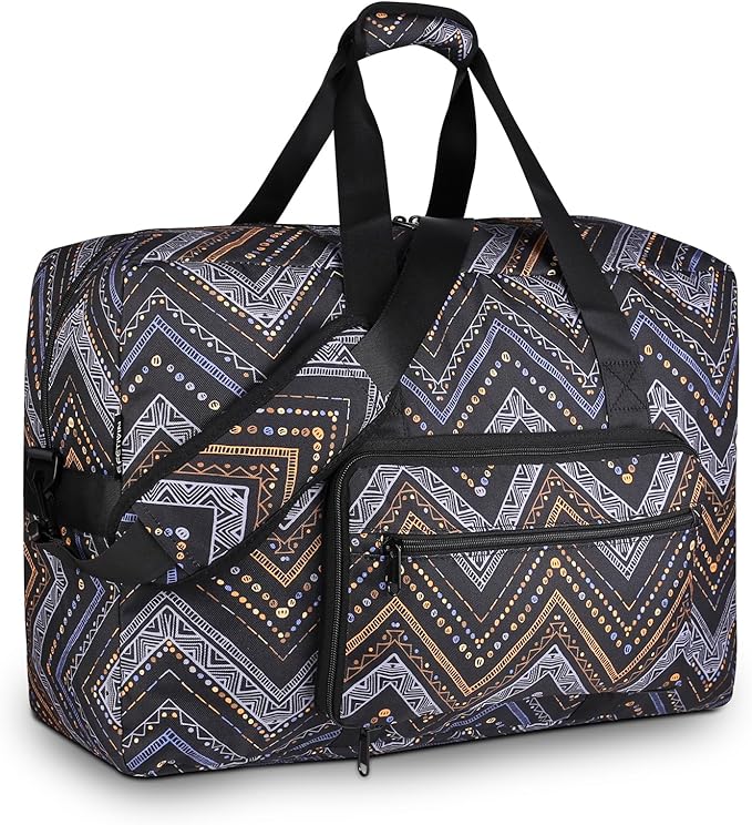F.FETIVIN Weekender Bag Carry On Travel Duffle Medium Overnight Bag for Women (Wavy Stripes)