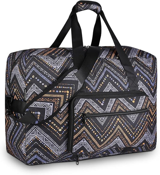 F.FETIVIN Weekender Bag Carry On Travel Duffle Medium Overnight Bag for Women (Wavy Stripes)