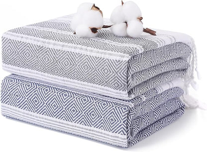 2 Packs Cotton Turkish Beach Towels Quick Dry Sand Free Oversized Bath Pool Swim Towel Large Extra Xl Big Blanket Adult Travel Essentials Cruise Accessories Must Haves Clearance Vacation Stuff