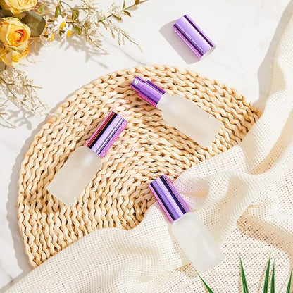 Roshtia 30 Pcs 1 oz/ 30 ml Purple Glass Spray Bottle Refillable Perfume Atomizer Clear Decorative Empty Bottles with Fine Mist Sprayer Pump for Face Body Travel