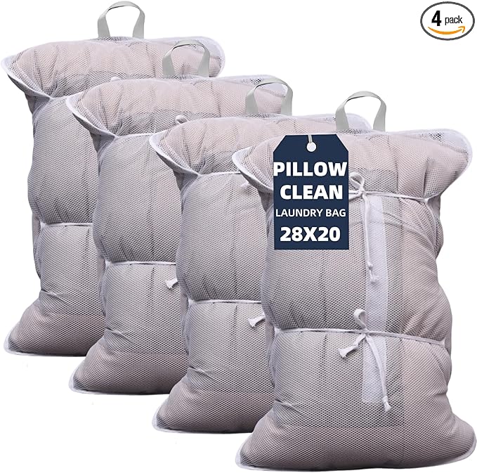 Lingerie Bags for Washing Delicates Pack of 4 (28 x 20 Inches) Mesh Laundry Bags Clean for Pillows Overcoat Garment Smaller Comforters Blankets Washable Rugs for Washing Machine
