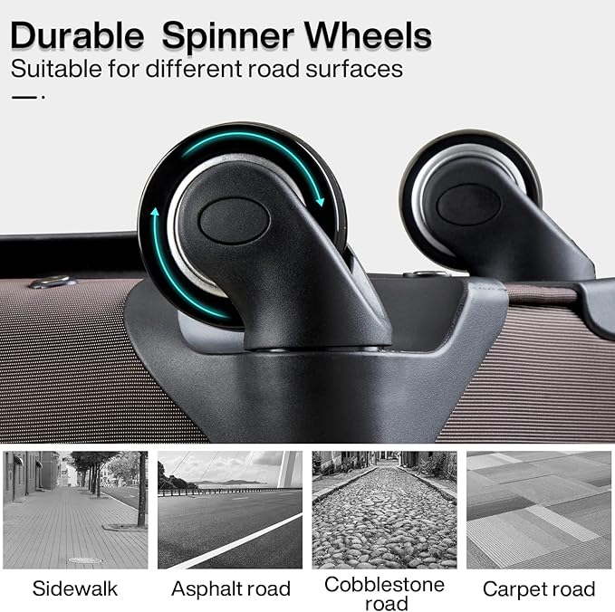 Hanke 24 Inch Expandable Luggage Large Suitcases with Wheels Softside Checked Luggage Rolling Suitcase with Lock Lightweight Travel Luggage for Men and Women 24 Inch Luggage.(Coffee)