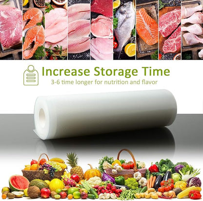 6 Pack 11"x20'(3Rolls) and 8"x20' (3Rolls)Thickened Vacuum Sealer Bags , Smell-Proof, Puncture Prevention, Heavy duty for POTANE, Food Saver, Great for Vacuum storage,Meal Prep or Sous Vide