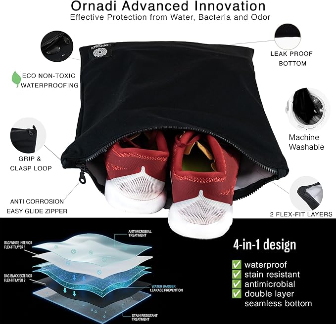 Waterproof Sweaty Clothes Bag Antimicrobial Wet Dry Pouch Inhibits Bacteria & Smelly Odor from Dirty Sport Laundry & Swimsuits for Fresh Gym Bag & Travel Luggage 14.5 X 17 inch Eco Made In USA