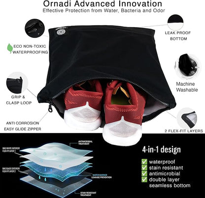 Waterproof Sweaty Clothes Bag Antimicrobial Wet Dry Pouch Inhibits Bacteria & Smelly Odor from Dirty Sport Laundry & Swimsuits for Fresh Gym Bag & Travel Luggage 14.5 X 17 inch Eco Made In USA