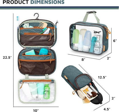 Toiletry Bag Kit Set: Hanging Travel Toiletry Bag + 311 TSA Cosmetic Liquid Bag + Ultralight Accessory Organizer Pouch