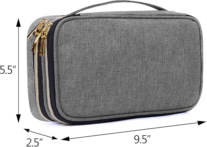 Teamoy Double Layer Jewelry Organizer, Jewelry Travel Case for Rings, Necklaces, Earrings, Bracelets and More(Medium, Gray)