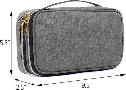 Teamoy Double Layer Jewelry Organizer, Jewelry Travel Case for Rings, Necklaces, Earrings, Bracelets and More(Medium, Gray)