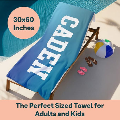 Winslow & Brody Ships Next Day - Personalized Beach Towel for Kids & Adults - Printed in USA - Custom Towels with Picture and Text - Quick Dry Pool Towels - Cotton/Poly Blend - 30" x 60" - Ombre