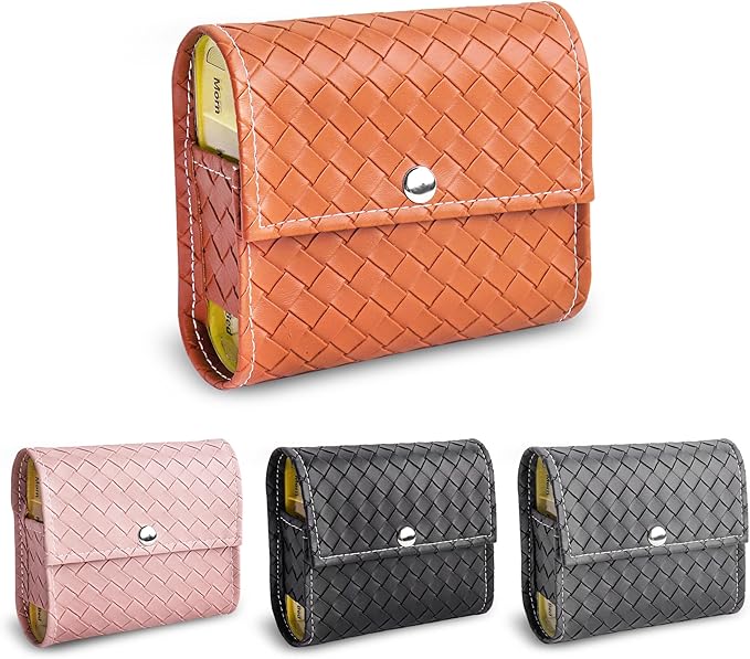 Pill Organizer,LIZIMANDU Weekly Travel Pill Case Box Medication Reminder Daily AM PM, Day Night 7 Compartments,for 4 Times A Day, 7 Days a Week-Includes Leather PU Carrying Case (1-Weave Brown)