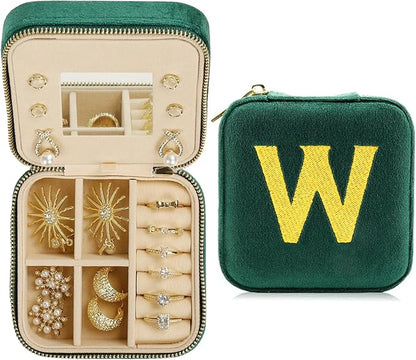 Jenria Christmas Gift for Women, Travel Jewelry Case for Women, Jewelry Organizer, Jewelry Box, Unique Gifts, Personalized Gifts for Her, Birthday Gifts for Mom, Teen Girl, Girlfriend, Green, W